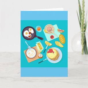 Mjuka frukost Pancakes Eggs-kaffe Kort