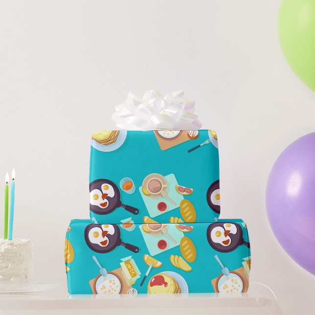 Mjuka frukost Pancakes Eggs-kaffe Presentpapper (Skapare uppladdad)