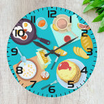 Mjuka frukost Pancakes Eggs-kaffe Stor Klocka<br><div class="desc">Vi presenterar vår frukost Bonanza Wall Clock - en underbar blandning av smak och funktionalitet! Börja din dag med en energispricka och en sida av stil när du lägger på ditt kök eller matrum med det här vismliga tidsstycket. Vår klocka har en charmerande grafisk design som visar på morgonessentialen -...</div>