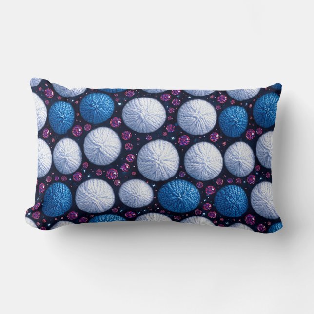 Mjuka garnbollar med glitteraccent lumbarkudde (Framsida)