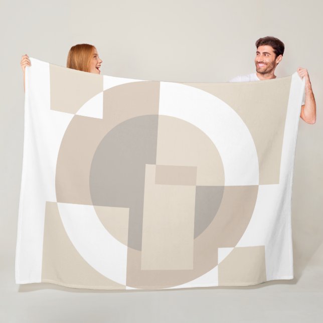 Mjuka geometriska block – Modern neutral överlagri Fleecefilt (På plats)