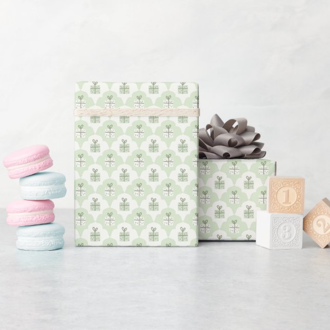 Mjuka gröna presentaskar mönster inslagspapper rul presentpapper (Baby Shower)