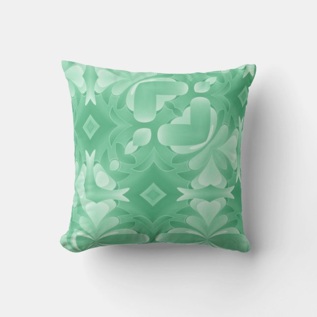 Mjuka Gröntar Hearter och diamanter Kudde (Framsida)
