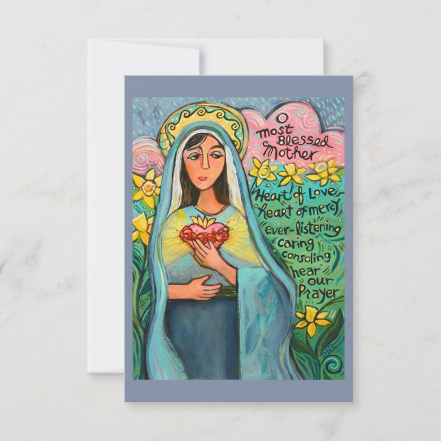 Mjuka hjärtat av Mary, Memorare Prayer Card (Framsida)
