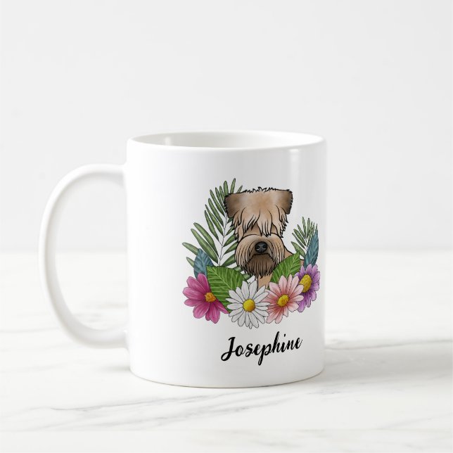 Mjuka Jackat hjulgående med blommor och Namn Kaffemugg (Vänster)