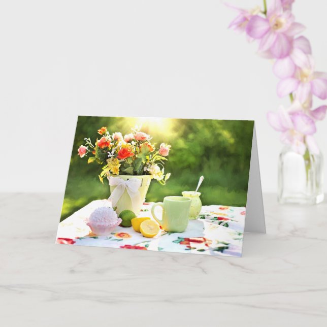 Mjuka jordgubbskupakor och Lemon Tea Drink Kort (Orkide)