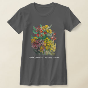 Mjuka kronblad, starka rötter, blomstermålning i a t shirt