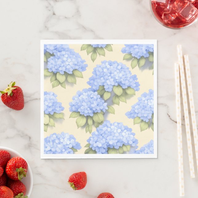 Mjuka Lemo Blå Hortensia Standard Lunchservetter Pappersservett (Insitu)