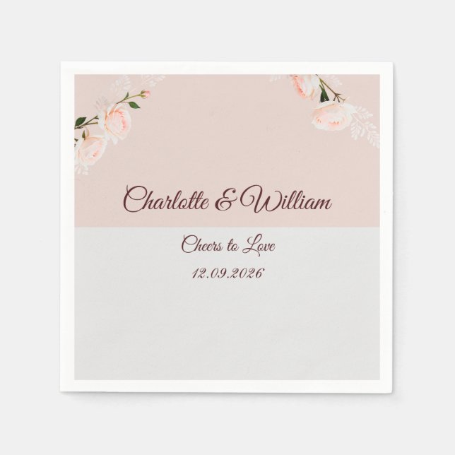 Mjuka lila- och grått-effekter med blommor pappersservett (Framsidan)