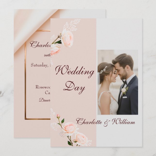 Mjuka lilor med blommor inbjudningar (Fram/baksida)