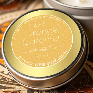 Mjuka ljus Förpackningsetiketter Guld Orange Caram Runt Klistermärke