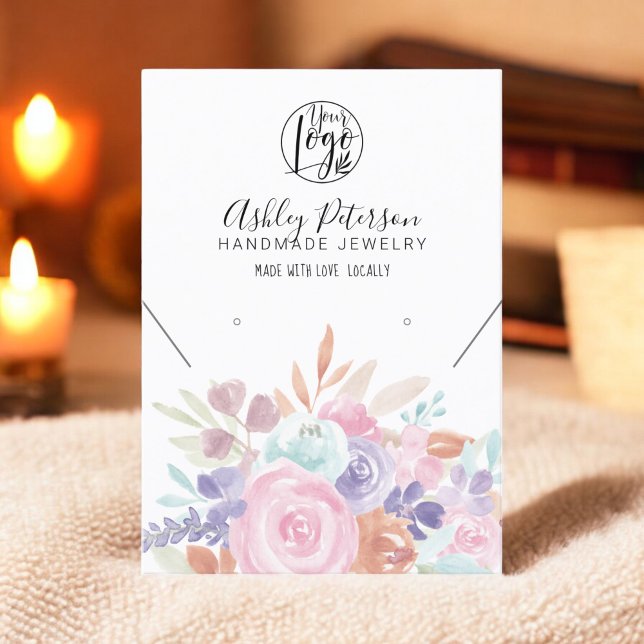 Mjuka logotyper av pastelliserad blommigt visitkort (Soft pastel floral logo jewelry earring necklace business card)