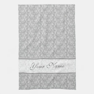 Mjuka moderna White&Grey som namnges Damast Kökshandduk