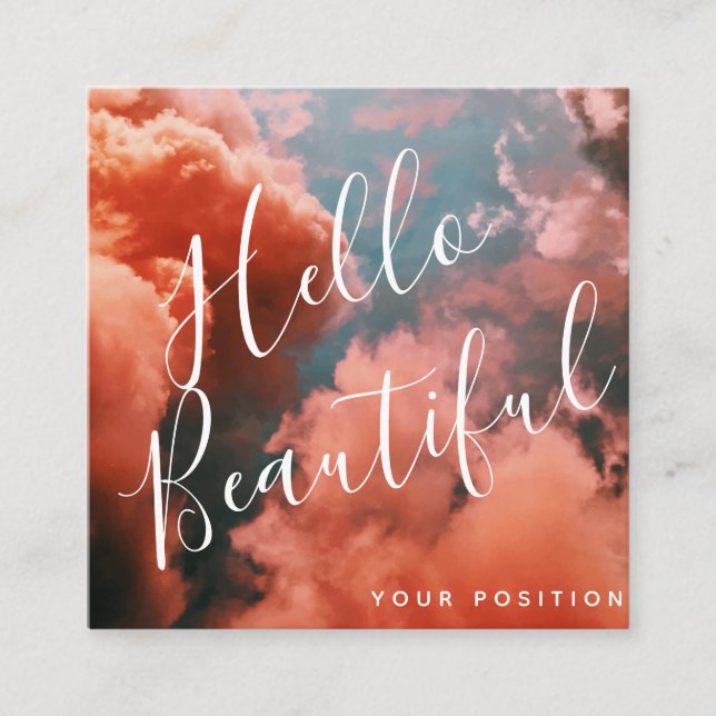 Mjuka moln av Blå himmel och Rosa Fyrkantigt Visitkort (Framsida)