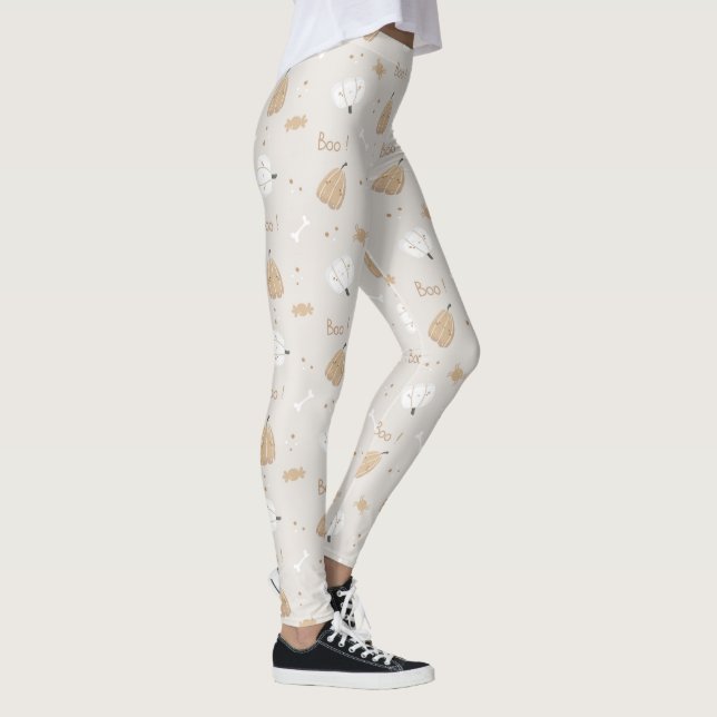 Mjuka Mysiga Halloween Mönster-balkar Leggings (Höger)