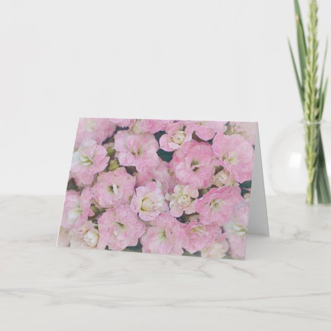 Mjuka och drömlika rosa blommor konst brevkort kort (Framsida)