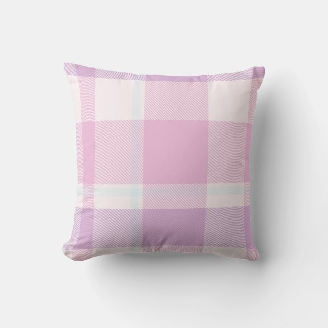 Mjuka och legat Pastel Rosa Plade Mönster Kudde (Framsida)