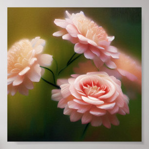 Mjuka och ljus rosa rosor poster