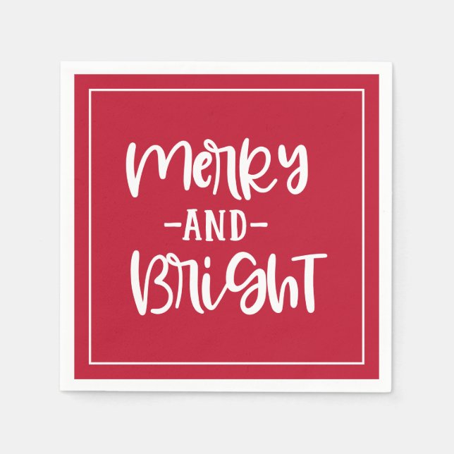 Mjuka och ljusa Festive Script Red-Helgdag Pappersservett (Framsidan)