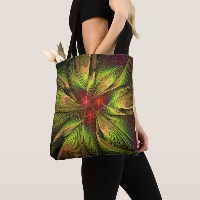 Mjuka och ömma fasansfulla fantasinblommor tygkasse (Närbild)
