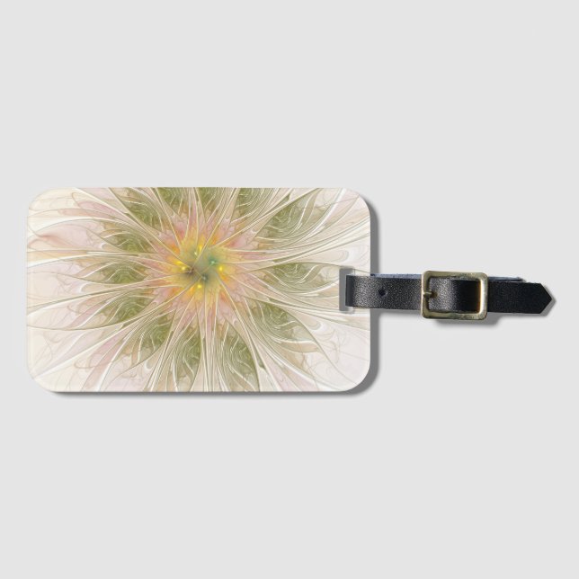 Mjuka och ömma fraktal fantasi blommor bagagebricka (Framsida horisontal)