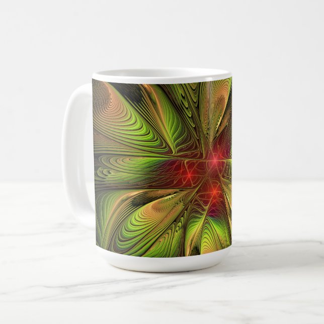 Mjuka och ömma fraktala fantasiblommor kaffemugg (Framsida vänster)