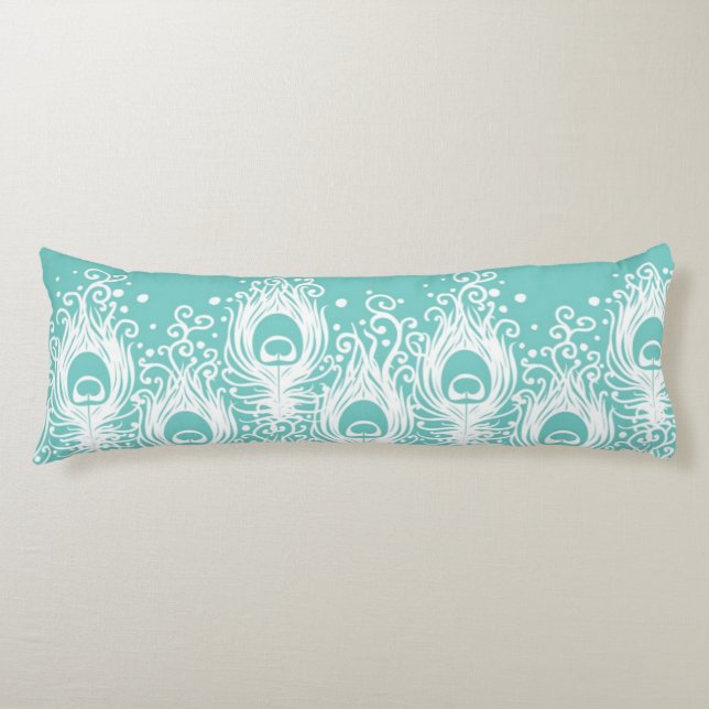 Mjuka påfågelfjädrar kroppskudde (Framsidan)