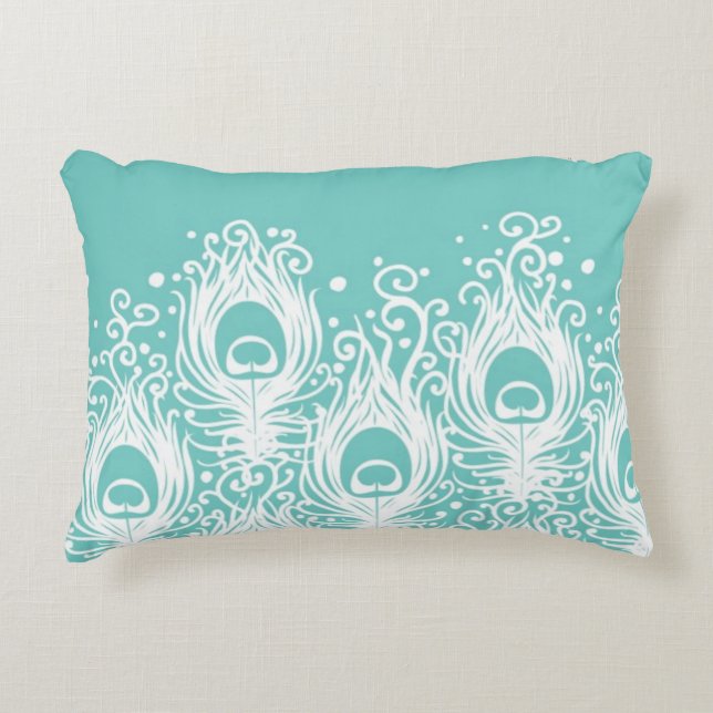 Mjuka påfågelfjädrar prydnadskudde (Framsidan)