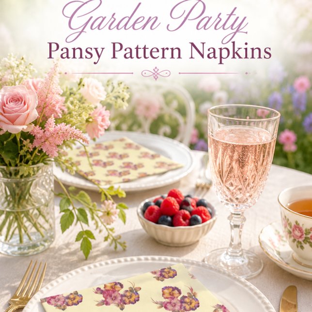 Mjuka Pansy Blommiga Servetter | Vardag & Speciell (Pretty pansy pattern napkins for garden parties, tea tables, bridal showers and spring celebrations.)