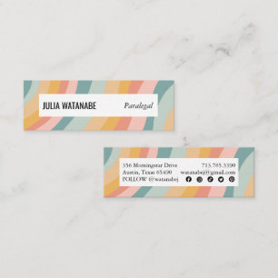 Mjuka Pastel Rainbow Handmade Rand Social-ikoner Mini Visitkort
