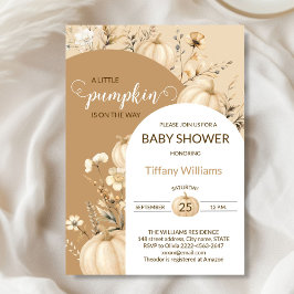 Mjuka pastel Watercolor Pumpkin fall vild blommor Inbjudningar