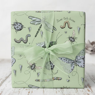 Mjuka pastellblått och Grönt Boho Baby Kryp Baby Presentpapper