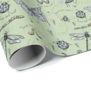 Mjuka pastellblått och Grönt Boho Baby Kryp Baby Presentpapper