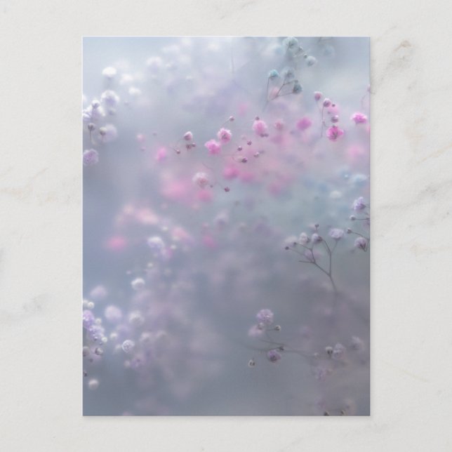 Mjuka pastellblommor i drömsk suddighet  vykort (Framsida)