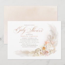 Mjuka pastellblommor och Pampas Grass Baby Shower Inbjudningar
