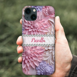 Mjuka pasteller 3D-dahlias, diamant ram anpassning