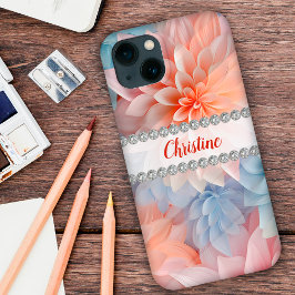 Mjuka pasteller 3D-dahlias, diamant ram anpassning
