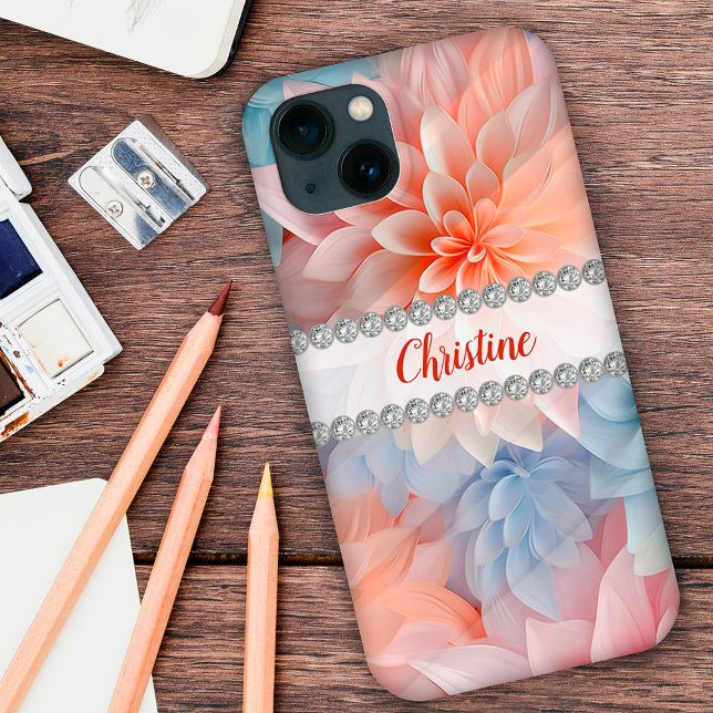 Mjuka pasteller 3D-dahlias, diamant ram anpassning (Skapare uppladdad)
