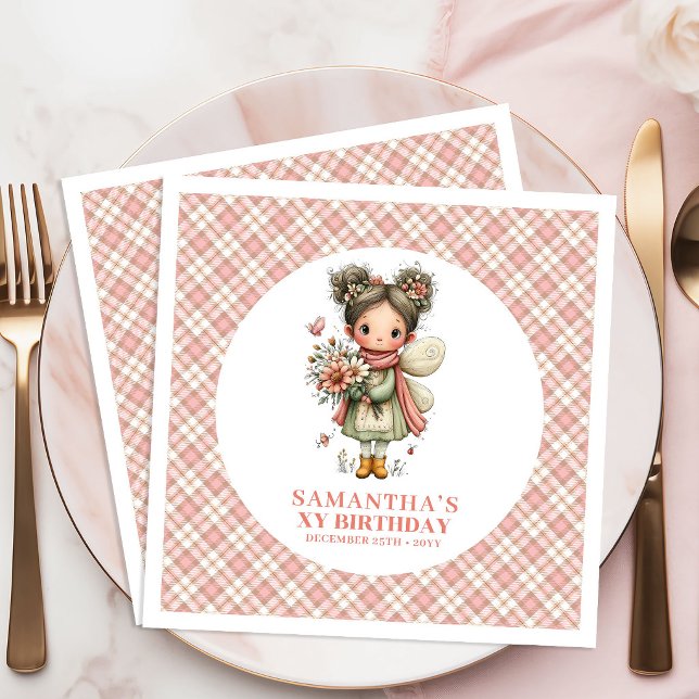 Mjuka Pastellfärgade Änglavackra Första Födelsedag Pappersservett (Soft Pastel Fairy Cute 1st Birthday Party Napkins)