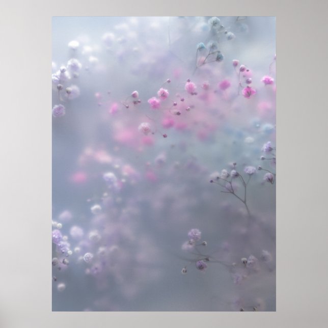 Mjuka pastellfärgade blommor i drömsk suddighet  poster (Framsidan)