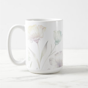 Mjuka pastellfärgade vilda blommor akvarell nåd kaffemugg