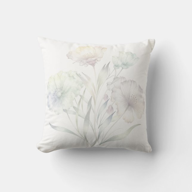 Mjuka pastellfärgade vilda blommor akvarell nåd kudde (Framsida)