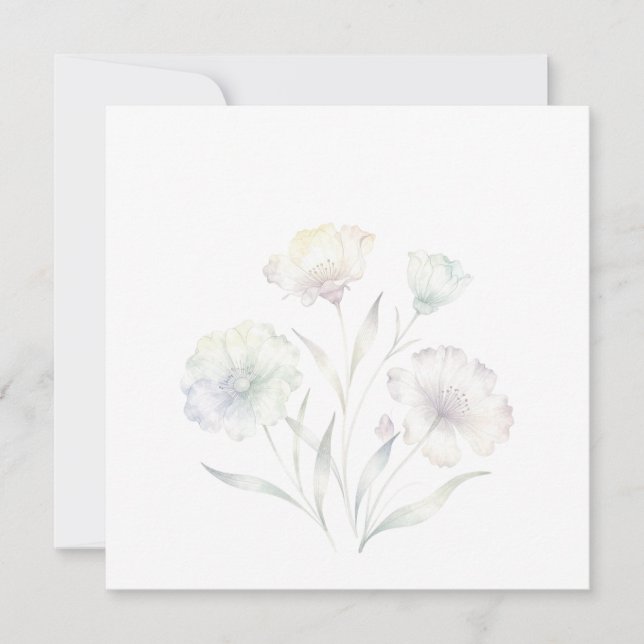 Mjuka pastellfärgade vilda blommor akvarell nåd spara datumet (Framsida)