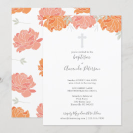 Mjuka pastellkritor Peonies Kor Girl Baptism Inbjudningar