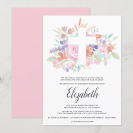 Mjuka pastellrosa blommigt Kristian kor baptism Inbjudningar