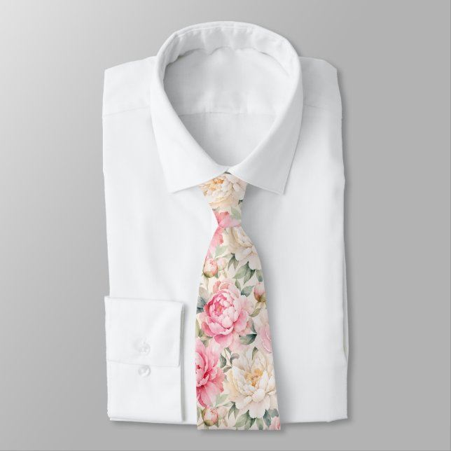 Mjuka pastellvattenfärg Päronblommor Slips (Bunden)