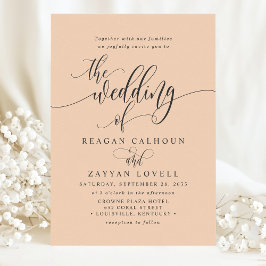 Mjuka persikor - enkelt modernt skript Bröllop Inbjudningar