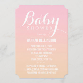 Mjuka persikor och Rosa Baby Inbjudningar