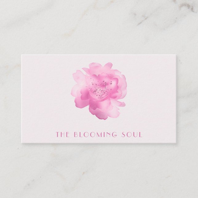 *~* Mjuka Pinks QR-Logotyp Foto Blommigt AR26-Vint Visitkort (Framsida)