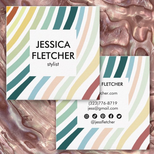 Mjuka regnbågsikoner med minimalistisk Rand Social Fyrkantigt Visitkort (Skapare uppladdad)